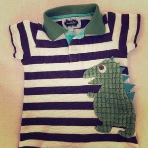 Mudpie boy 9-12 month dinosaur polo romper outfit